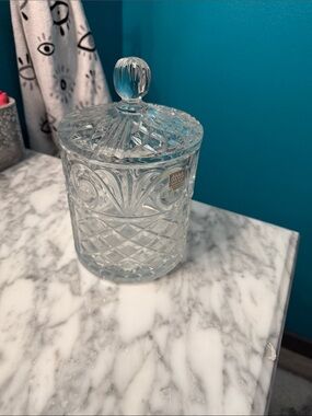 Crystal Cut Glass Lidded Jar - Clear
